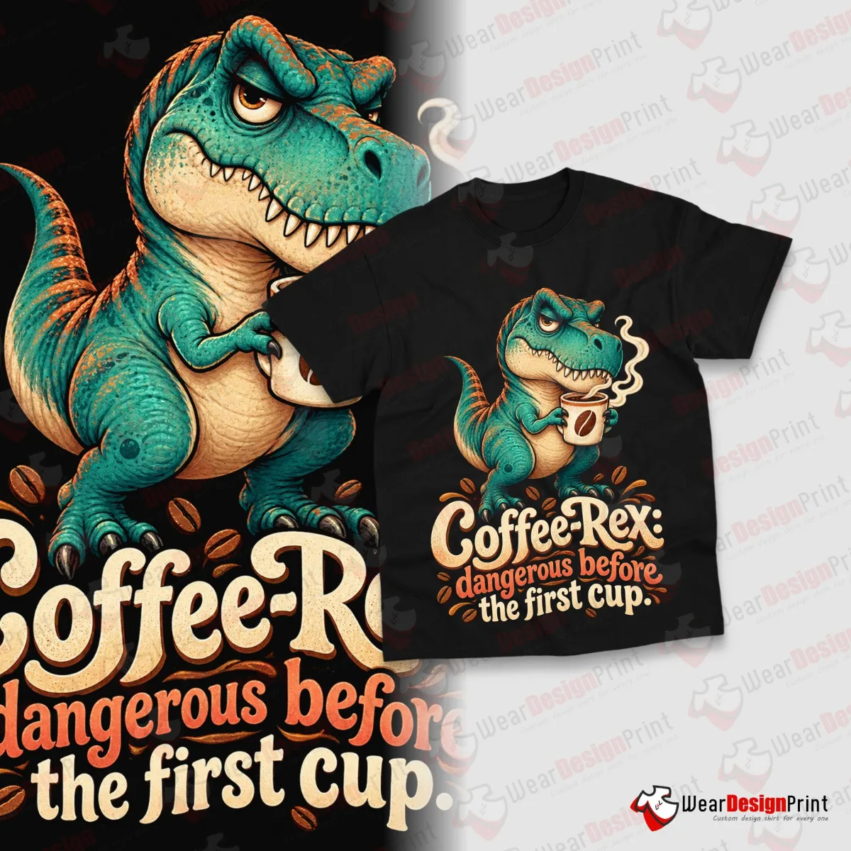 Dinosaur Coffee Shirt Designs 20PCS PNG Bundle — view 1