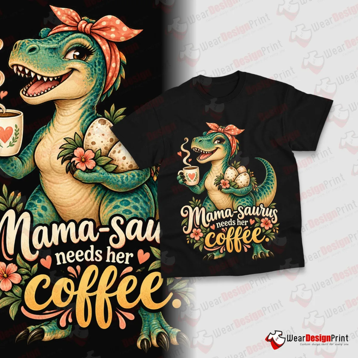 Dinosaur Coffee Shirt Designs 20PCS PNG Bundle — view 17